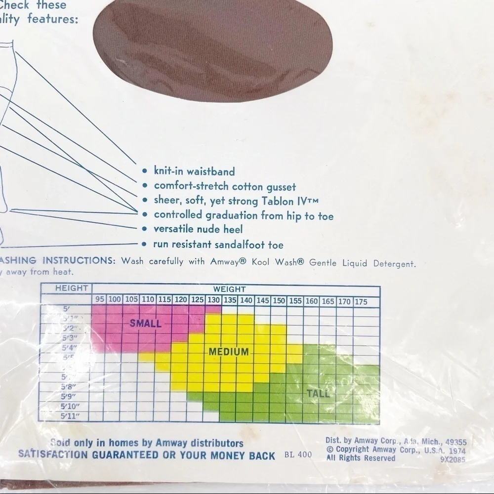 Vintage 1970's Amway Tableau Sheer Pantyhose NWT